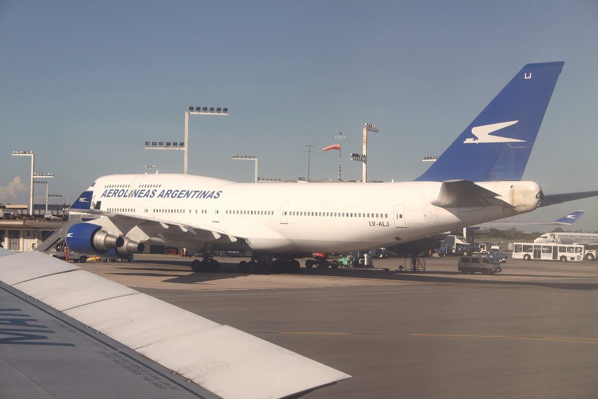 Aerolineas Argentinas Boeing 747 on the apron at Ezeiza airport near Buenos Aires