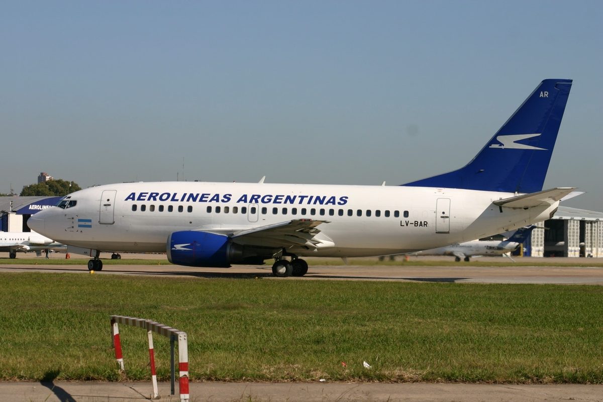 Aerolineas Argentinas Boeing 737 on the apron at Aeroparque, the domestic airport of Buenos Aires