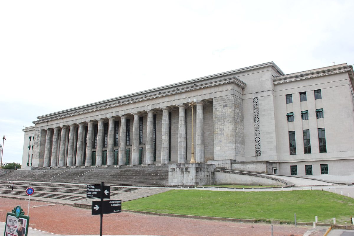 The grand neoclassical colonnade of the University of Buenos Aires Law Faculty in Recoleta, a refined and central Buenos Aires neighbourhood for tourists
