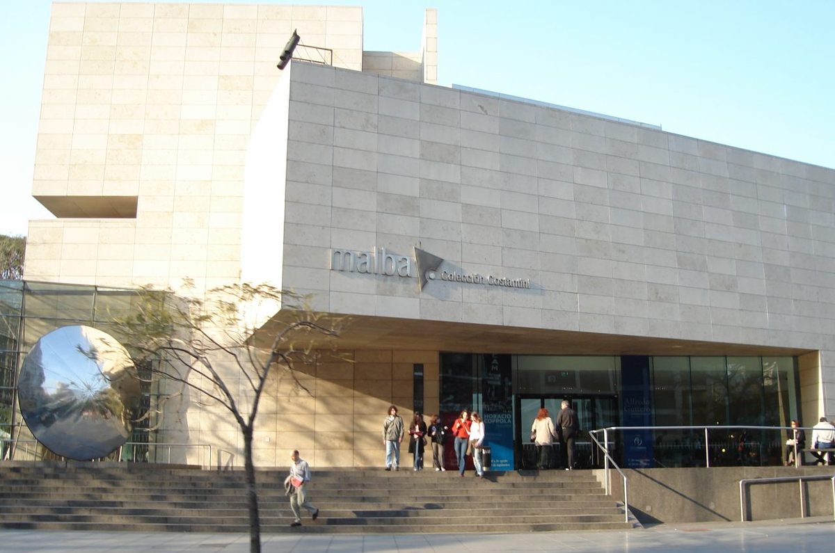 The angular exterior of MALBA, the Latin American art museum in Palermo, Buenos Aires