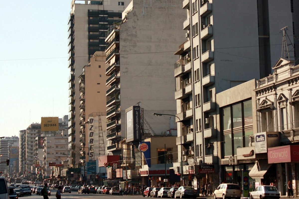 Apartment blocks and shops along Avenida Cabildo in residential Belgrano, Buenos Aires