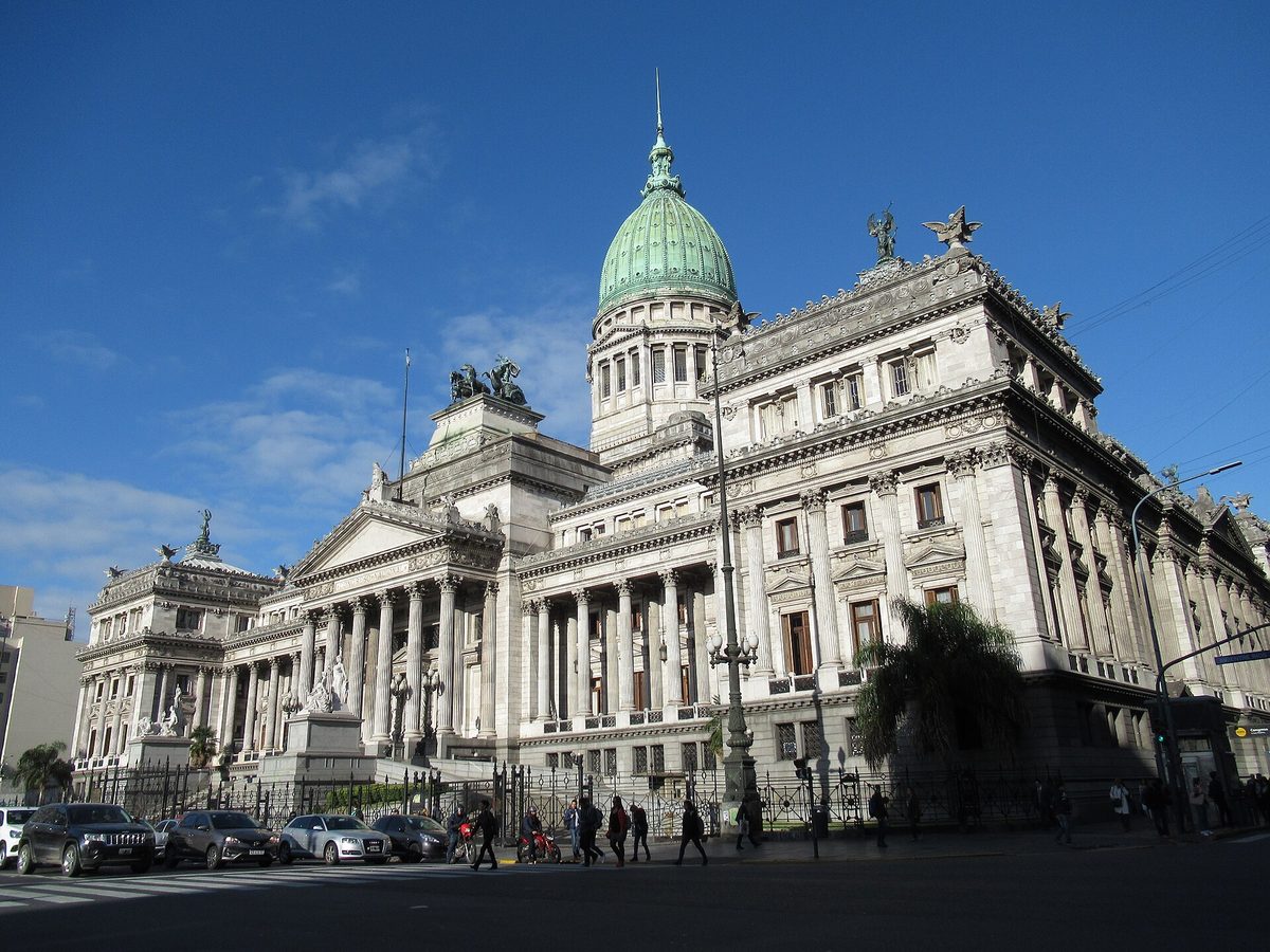 The neoclassical dome of the Argentine National Congress building in Buenos Aires