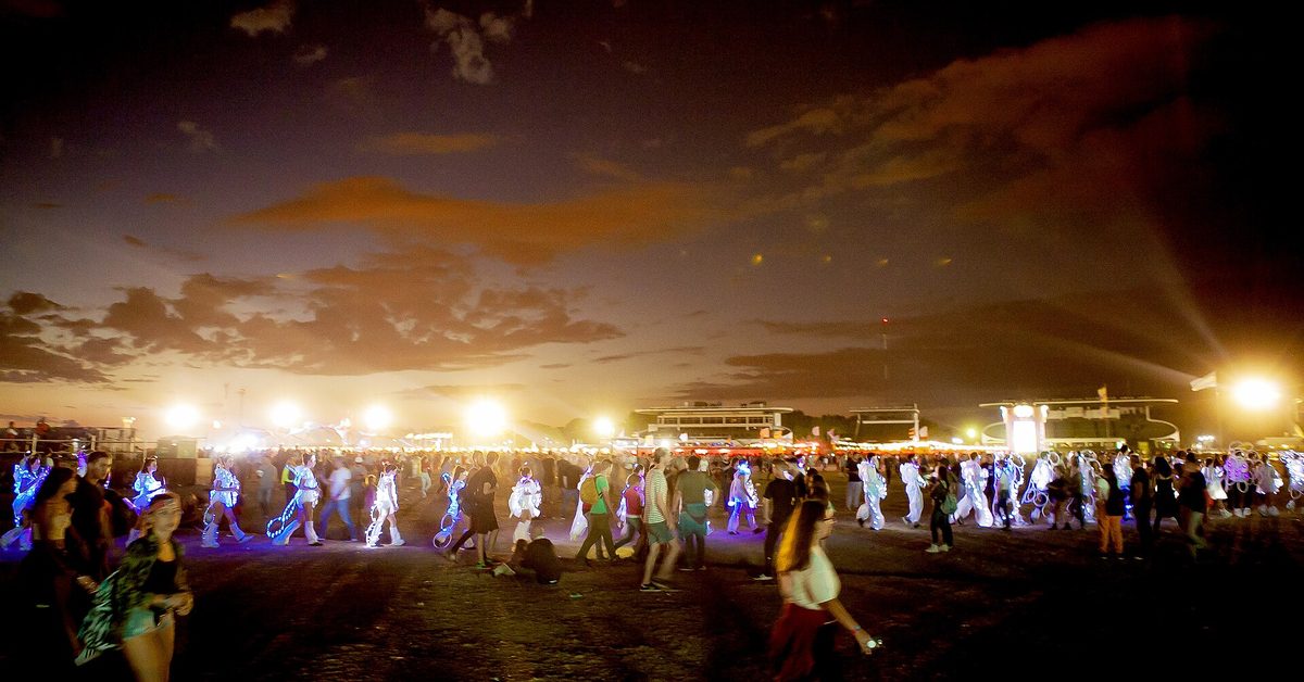 Buenos Aires events by month: a night-time music festival crowd, like Lollapalooza Argentina in March