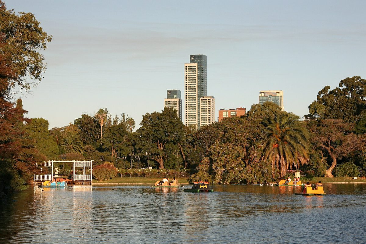 Pedal boats on the lake in the Bosques de Palermo, a shady park to cope with Buenos Aires summer heat