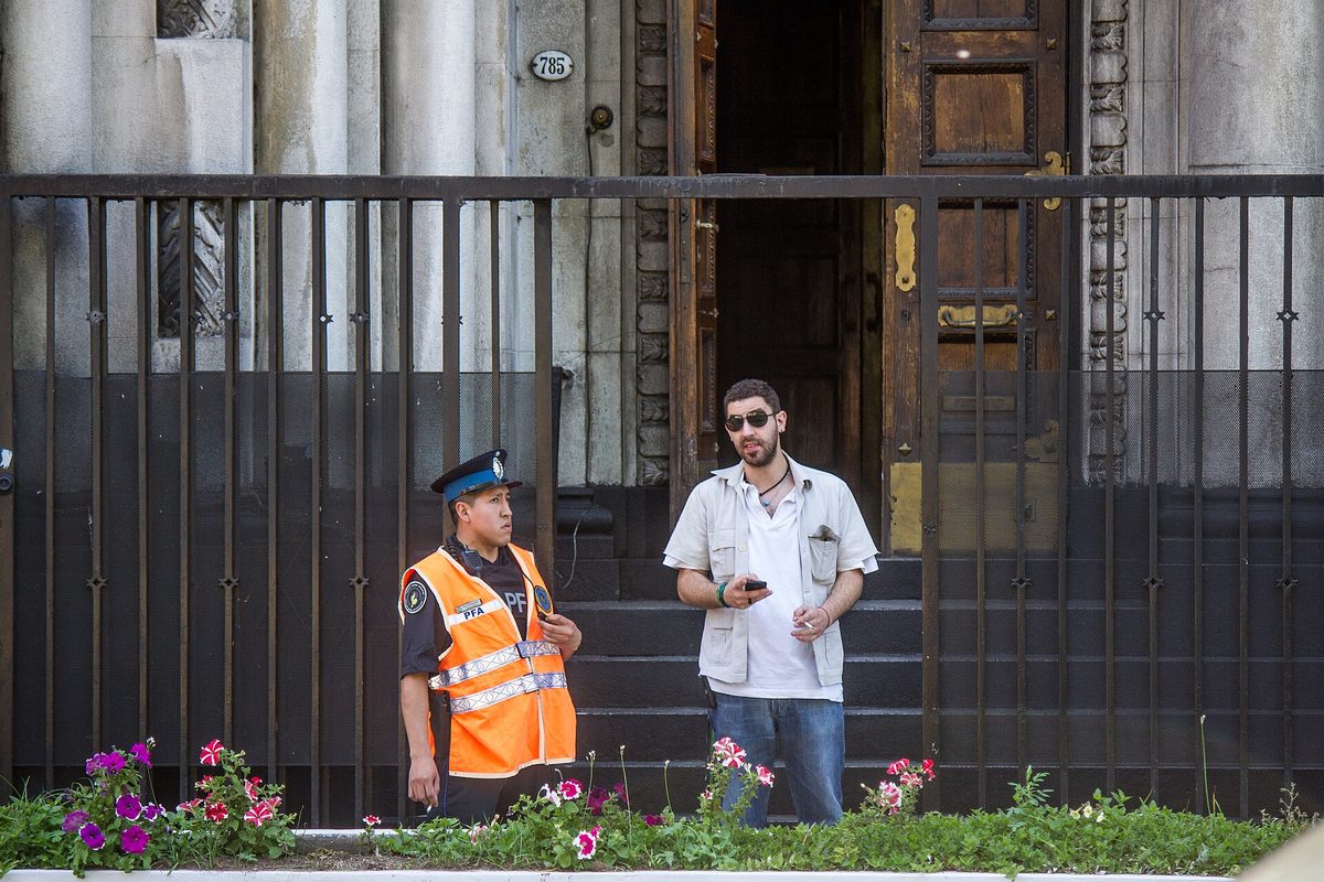 Entrance security at the synagogue housing the jewish museum buenos aires visitors come to see