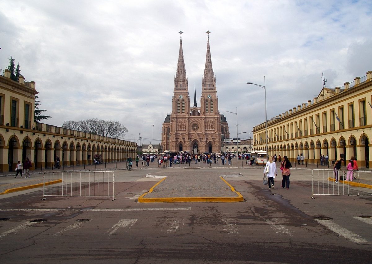 The twin neo-Gothic spires of the basilica on a lujan day trip from buenos aires
