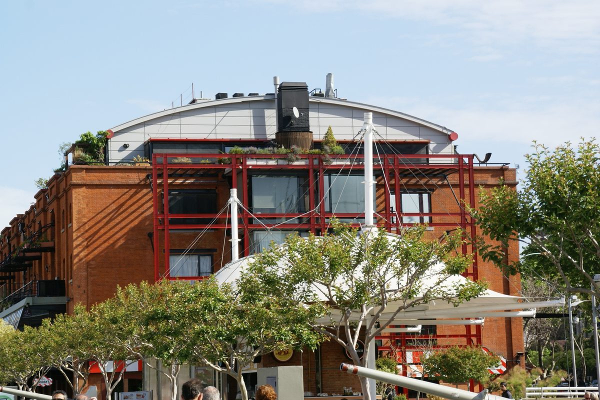 A converted brick dock building on the Puerto Madero waterfront, widely rated the safest barrio in Buenos Aires