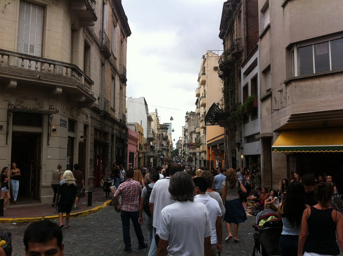 San Telmo Buenos Aires street market scene — great place to use useful Spanish words in Argentina