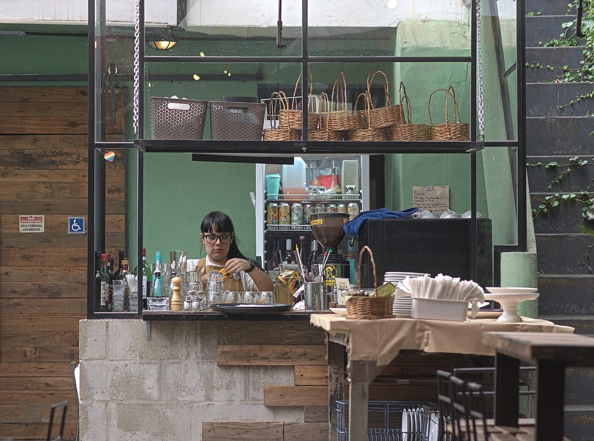 Trendy cafe and bar counter in Villa Crespo Buenos Aires, a hallmark of the barrio's hip scene